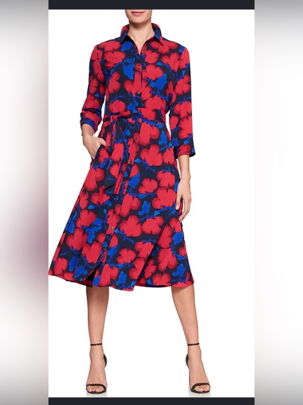 Banana Republic Floral Button Front Midi Dress Size 2 Like New